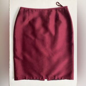 Unbranded Silk Wool Blend Pencil Skirt Burgundy Size 6P Back Zip Lined
